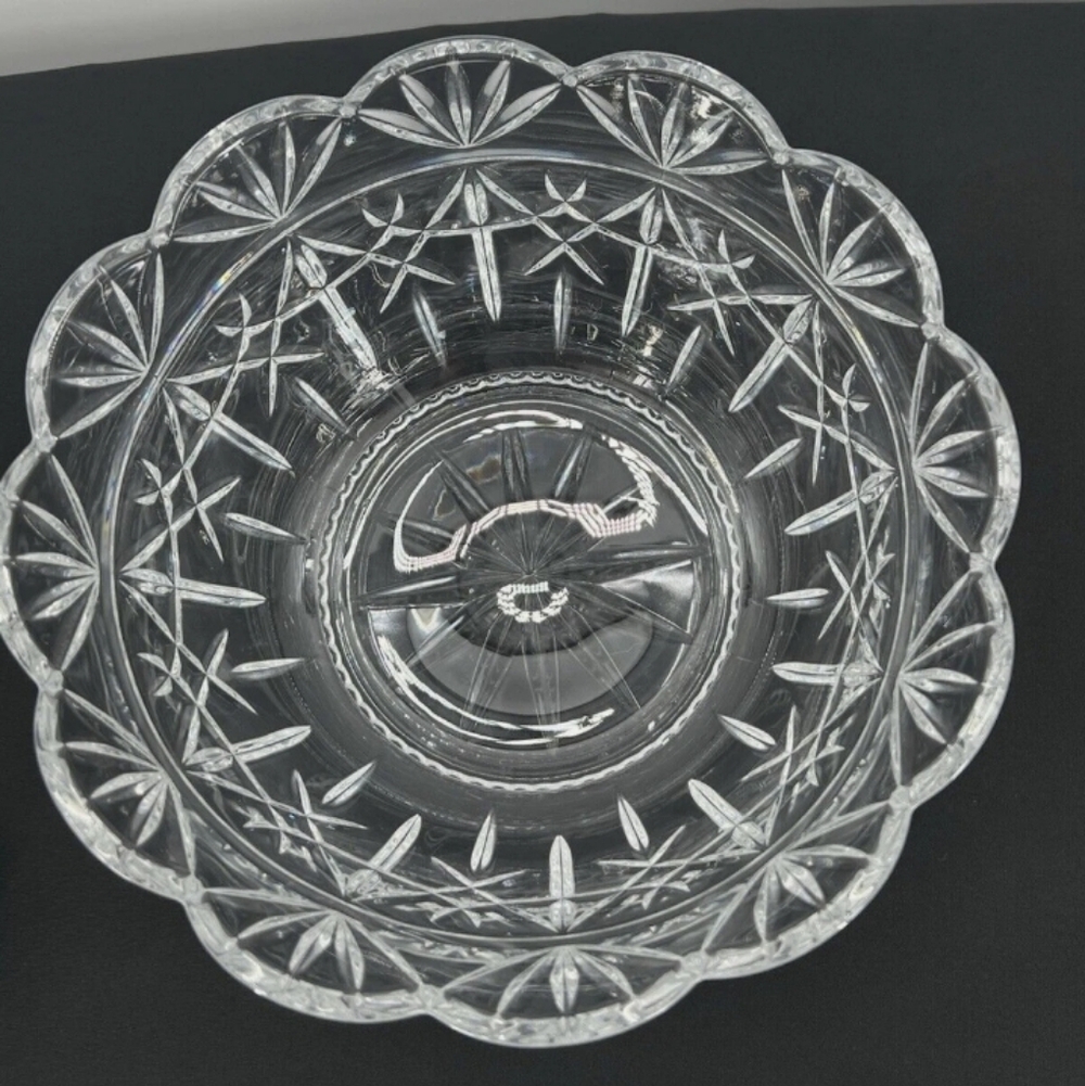 Cut Glass Scalloped Edge Decorative Bowl - Clear Crystal Look